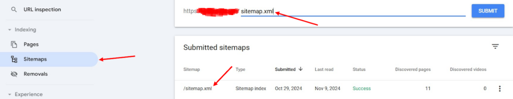 Submit Sitemap to GSC