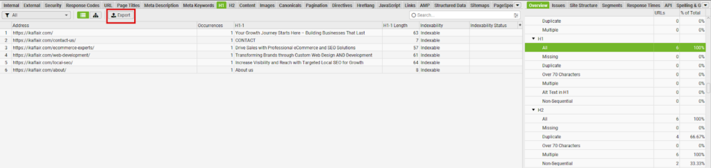 Export Report for deep analysis