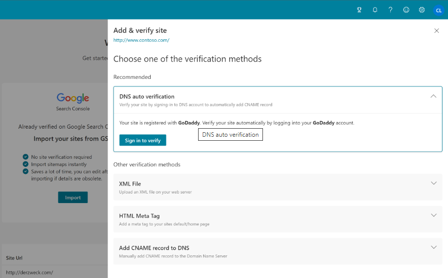 Verify in Webmaster Tools