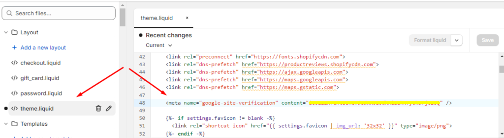 Search Console verification tag