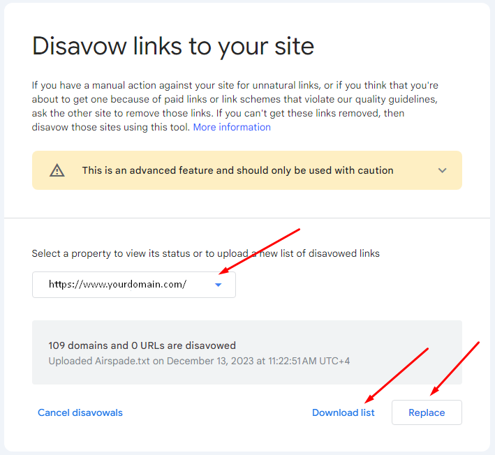 Save the updated Disavow file