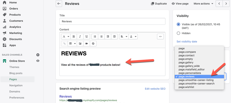 Create a Dedicated Reviews Page