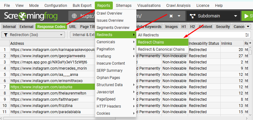 Identify Redirect Chains