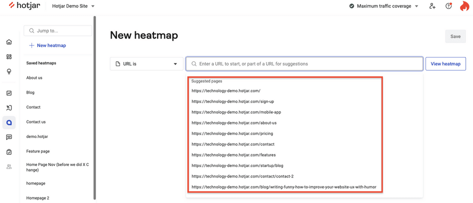 Create Heatmaps for Key Pages