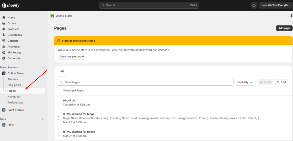 Navigate to Pages Navigate to Pages