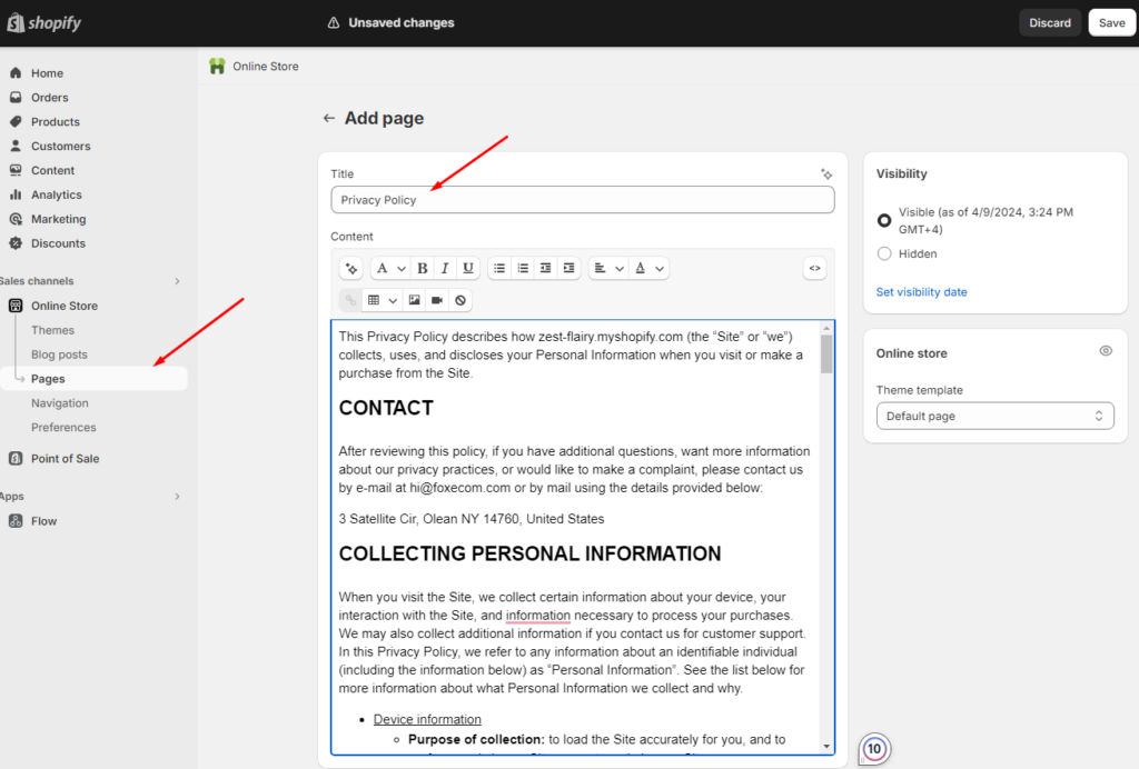 Write Privacy Policy Content Write Privacy Policy Content